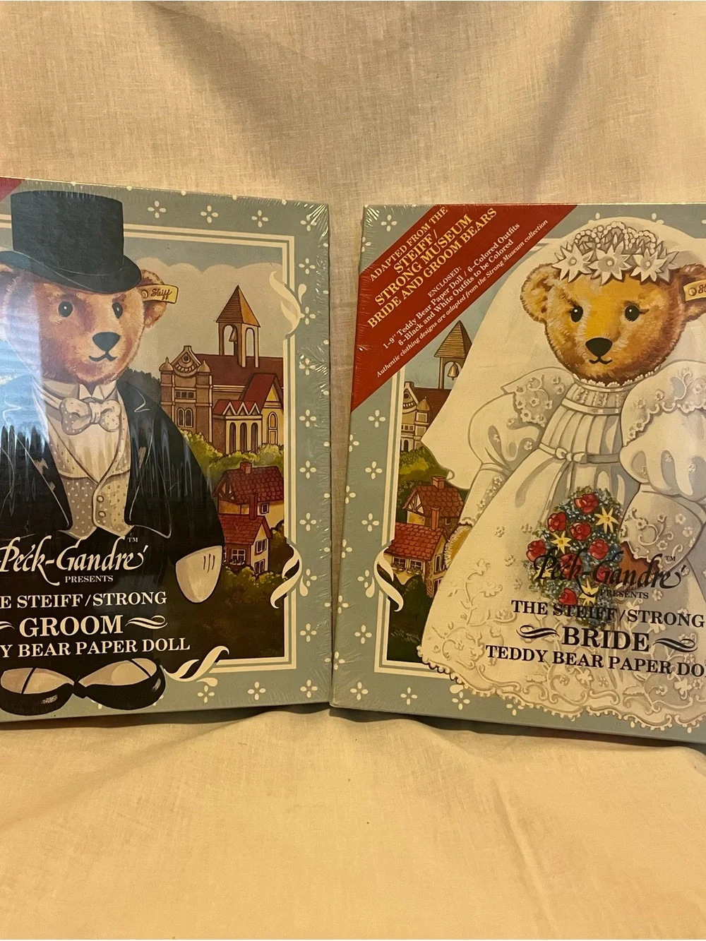 Bride & Groom Steiff Teddy Bear Paper Doll Set
